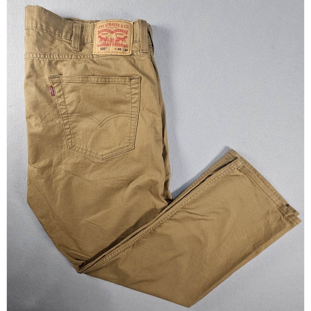 Levi's 505 Men's Jeans 40x30 Caraway Tan Brown Stretch Regular Straight Leg